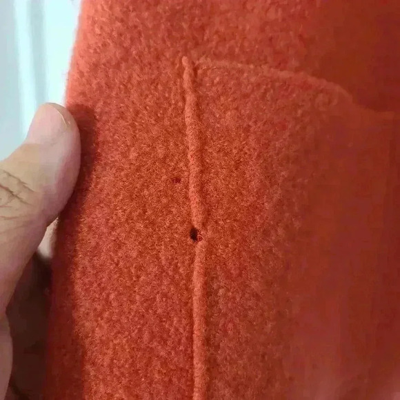 Lands End Jacket Women's Orange Boiled Wool Button Up Pockets Collared Size 10 - Picture 4 of 6